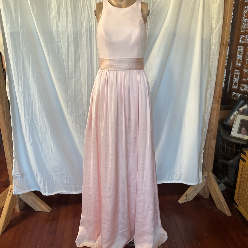 NWT| White by Vera Wang | Halter Neck Bridesmaids Dress with Sash Blush Pink 2